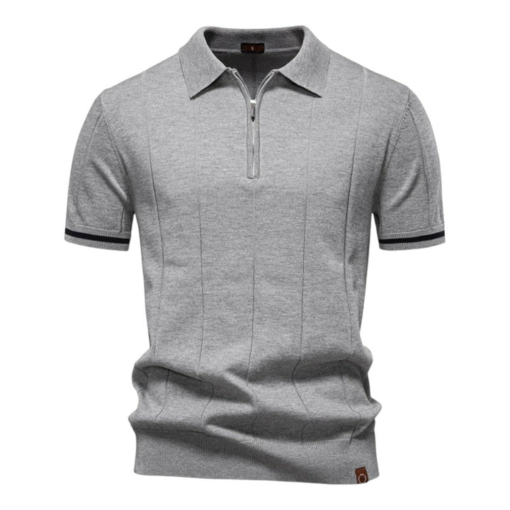 Men Zip Collar Knit Polo LionStyle