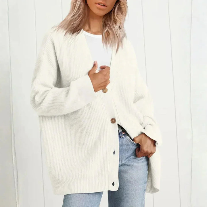 LS | Neri Oversized V-Neck Knit Button Cardigan
