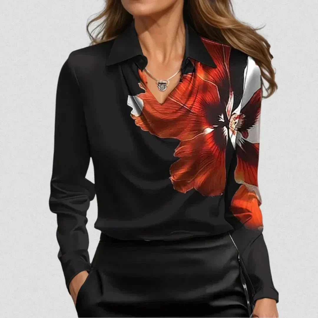 Odette Women's Satin Drape Collar Blouse