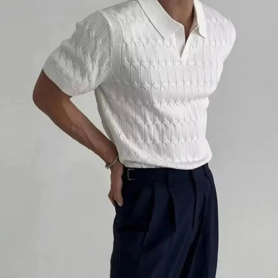 Sebastian Textured Knit Polo Shirt