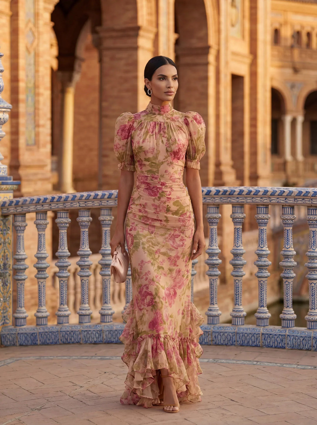 Rosa | Long Floral Chiffon Dress