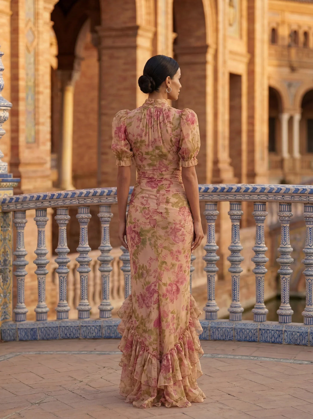 Rosa | Long Floral Chiffon Dress