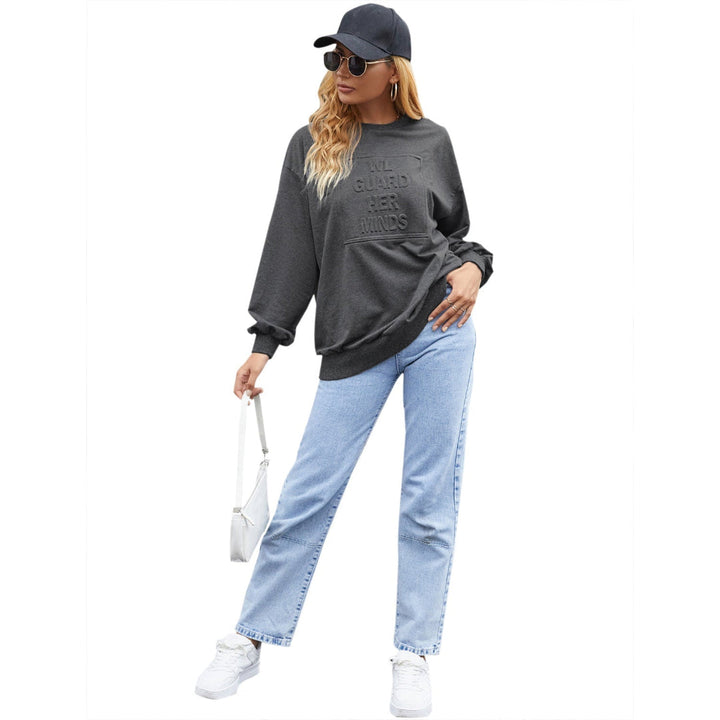 Women Casual Embossed Sweatshirt LionStyle