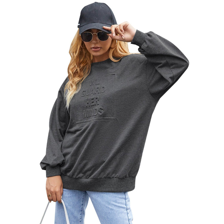 Women Casual Embossed Sweatshirt LionStyle