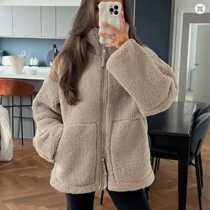 Women Casual Plush Zip Jacket LionStyle