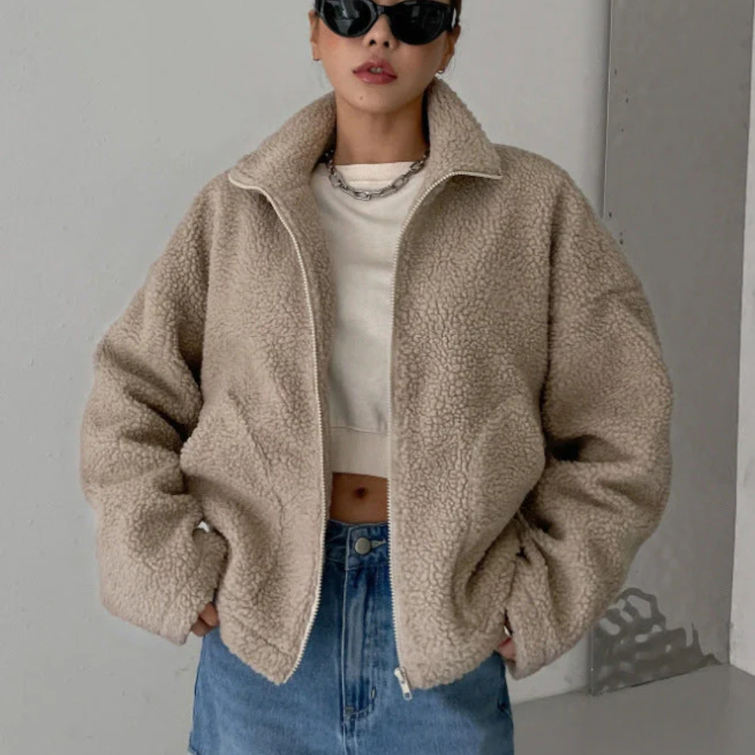 Women Casual Plush Zip Jacket LionStyle