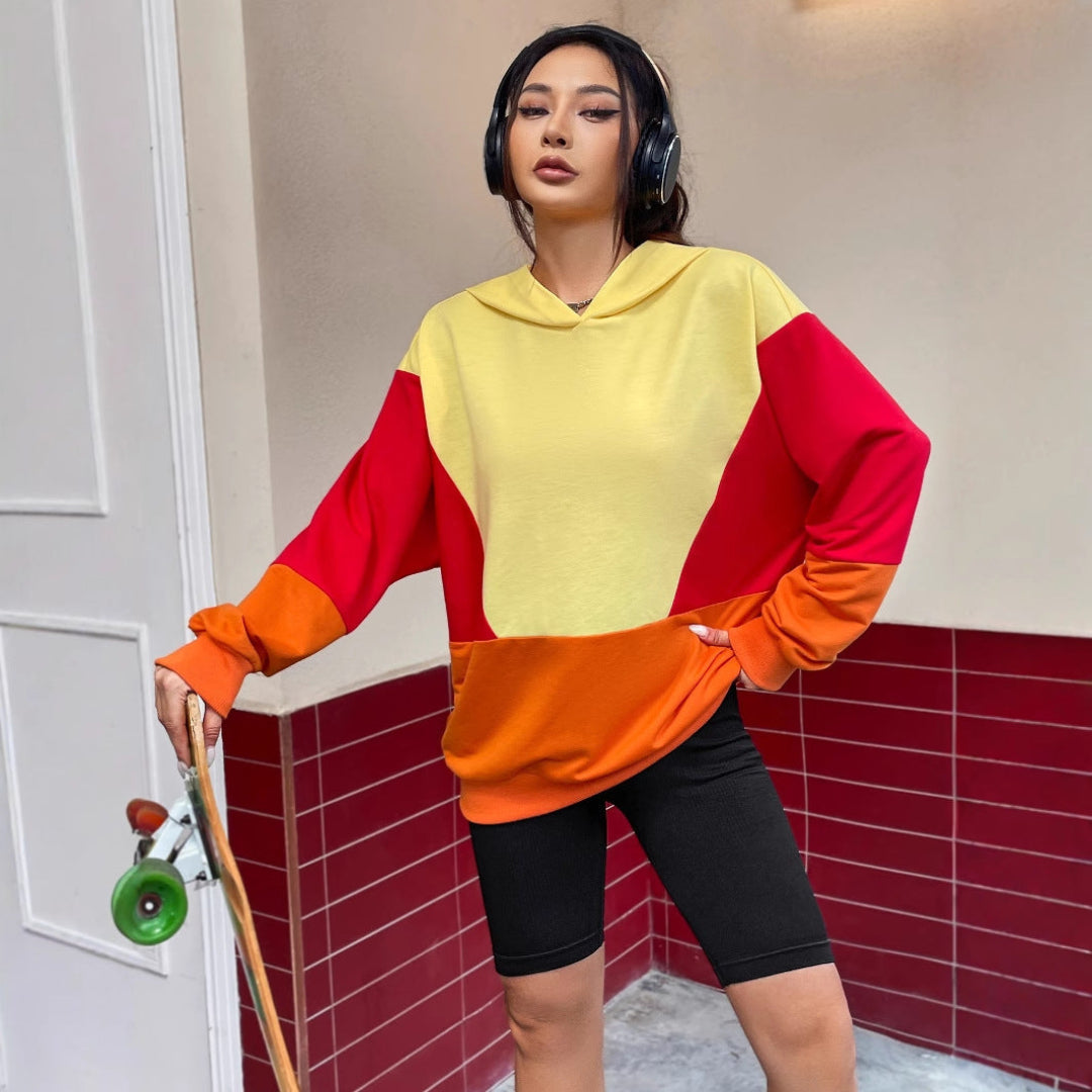 Women Color Block Hoodie LionStyle
