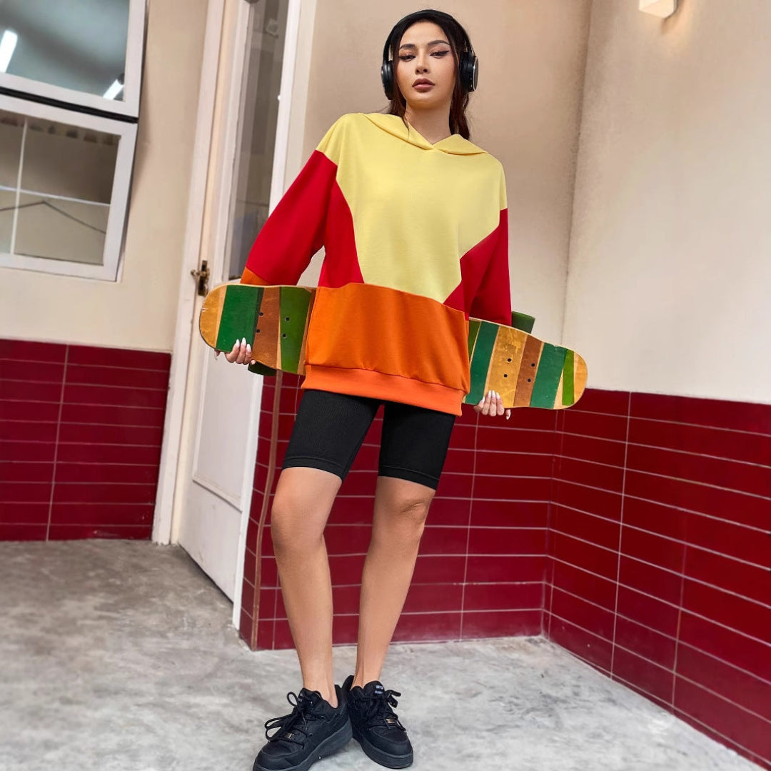 Women Color Block Hoodie LionStyle
