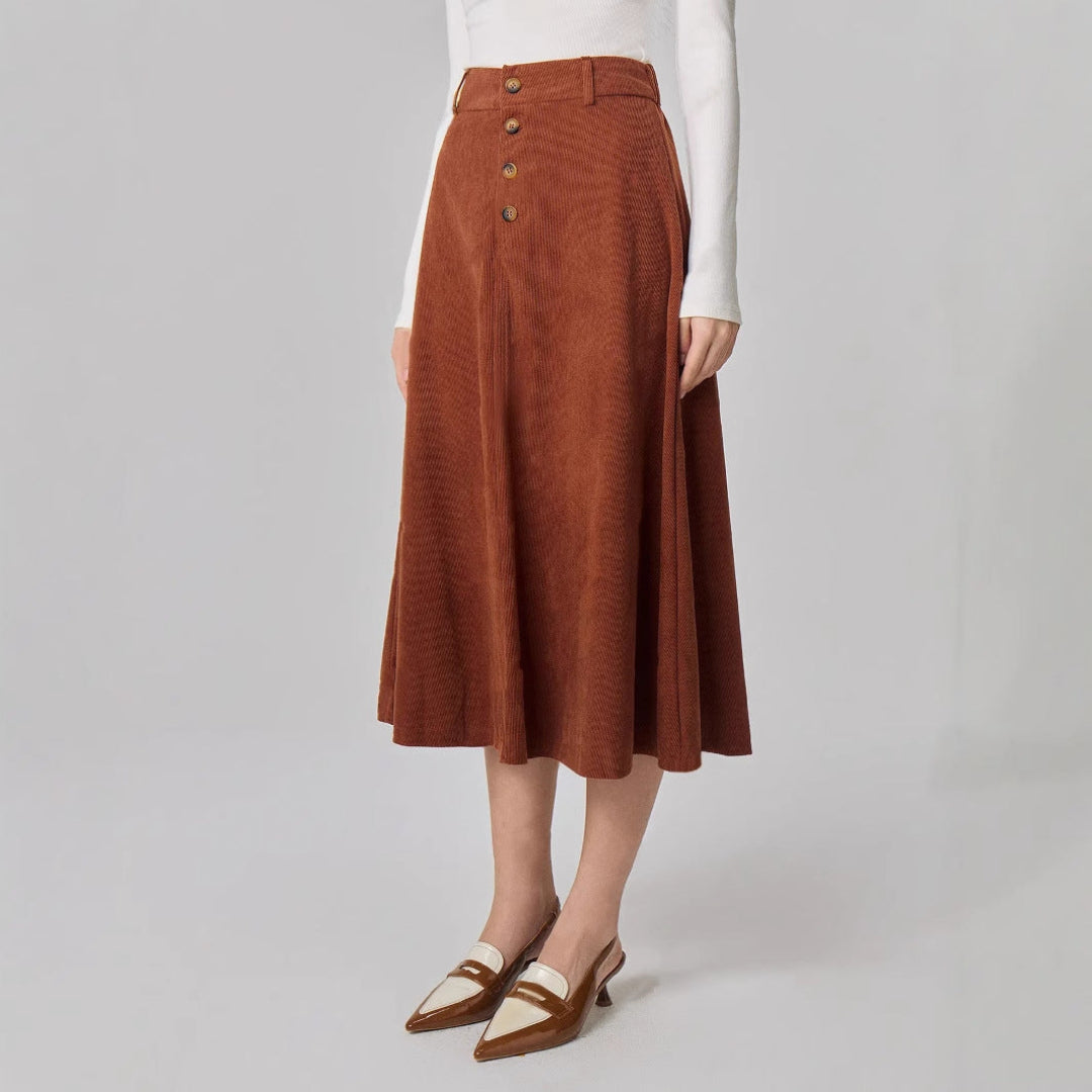 LS | Women Elegant A Line Button Midi Skirt