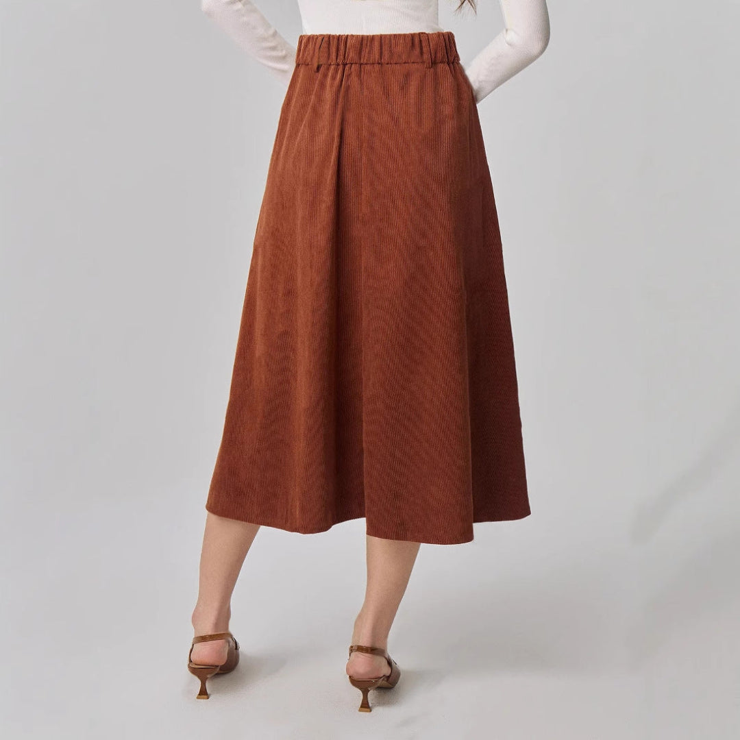 LS | Women Elegant A Line Button Midi Skirt