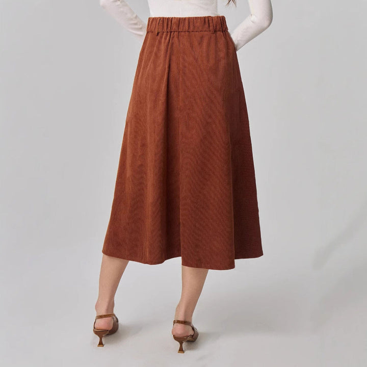 LS | Women Elegant A Line Button Midi Skirt