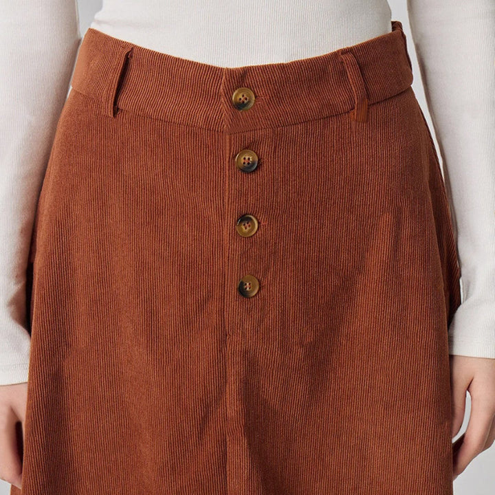 LS | Women Elegant A Line Button Midi Skirt