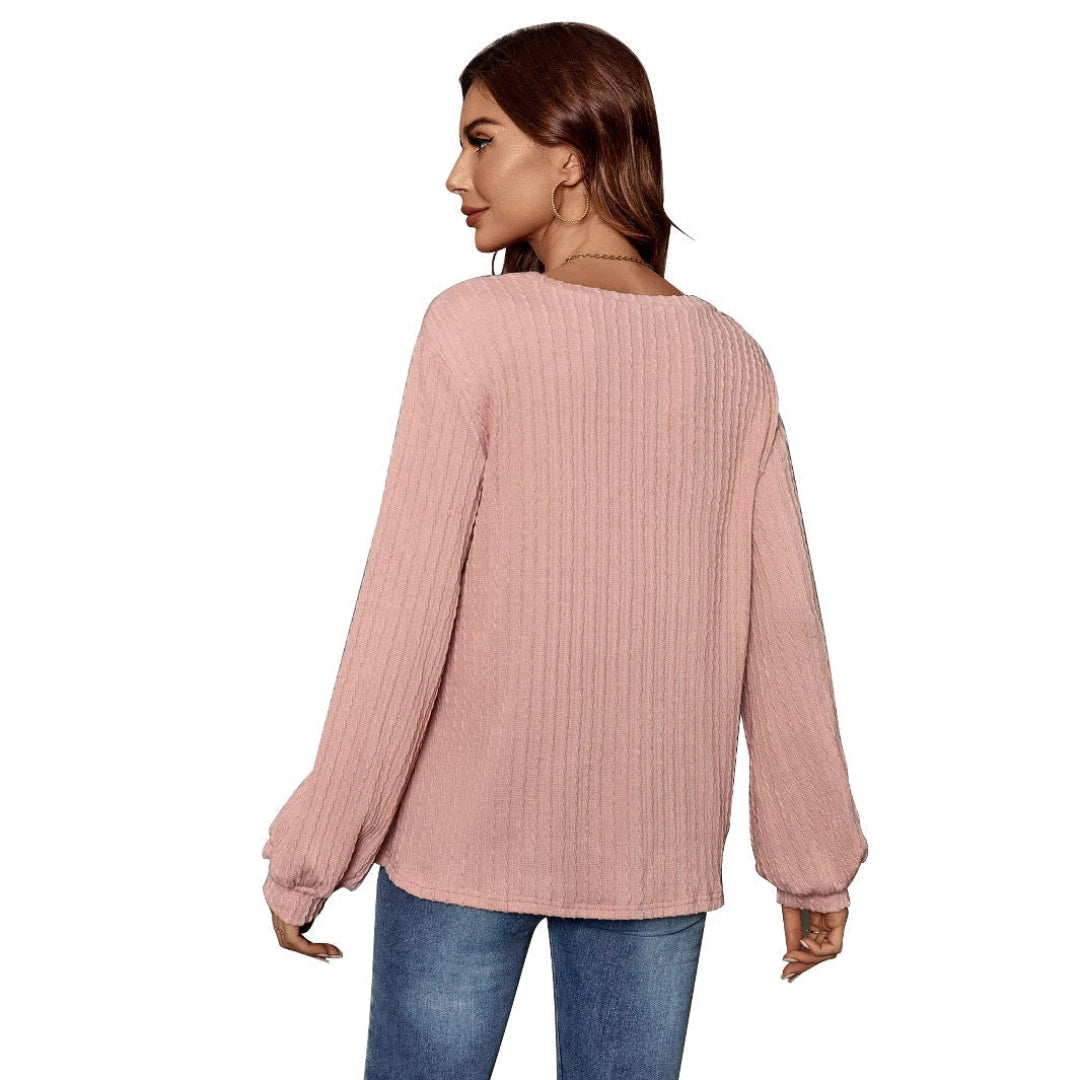 Women Ruffle Pocket Long Sleeve Top LionStyle