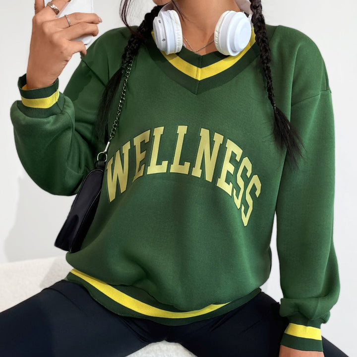 Women Sporty V-Neck Sweatshirt LionStyle