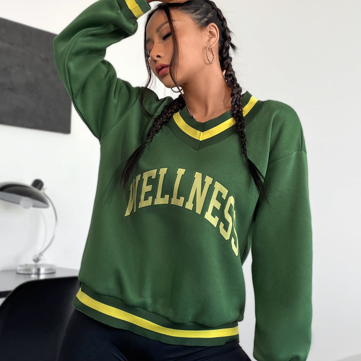 Women Sporty V-Neck Sweatshirt LionStyle