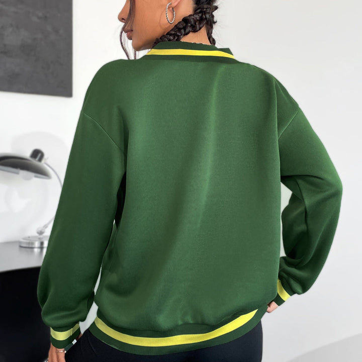 Women Sporty V-Neck Sweatshirt LionStyle