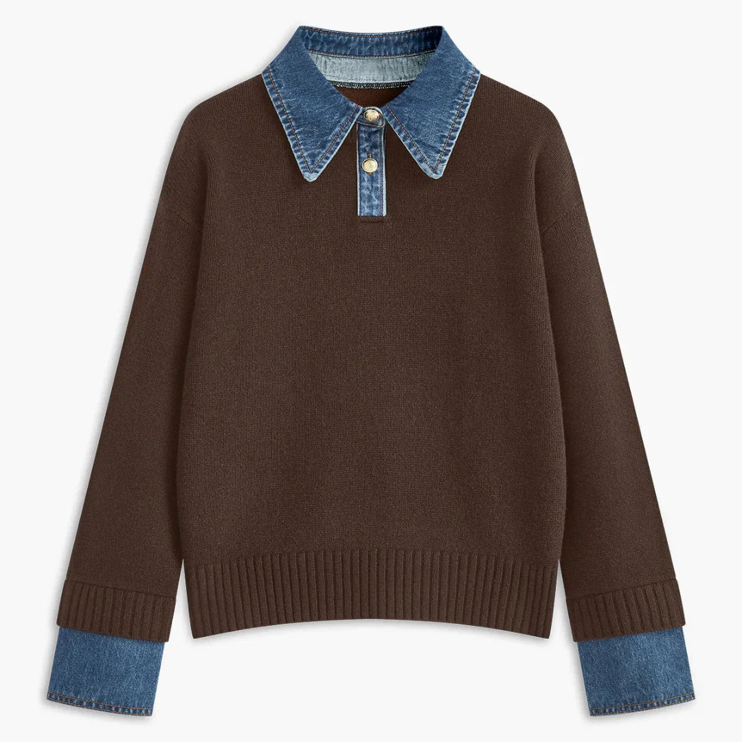 Women’s Denim Collar & Cuff Sweater