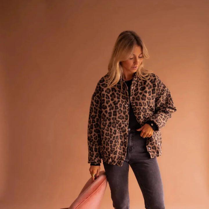 LS | Women’s Oversized Leopard Bomber Jacket