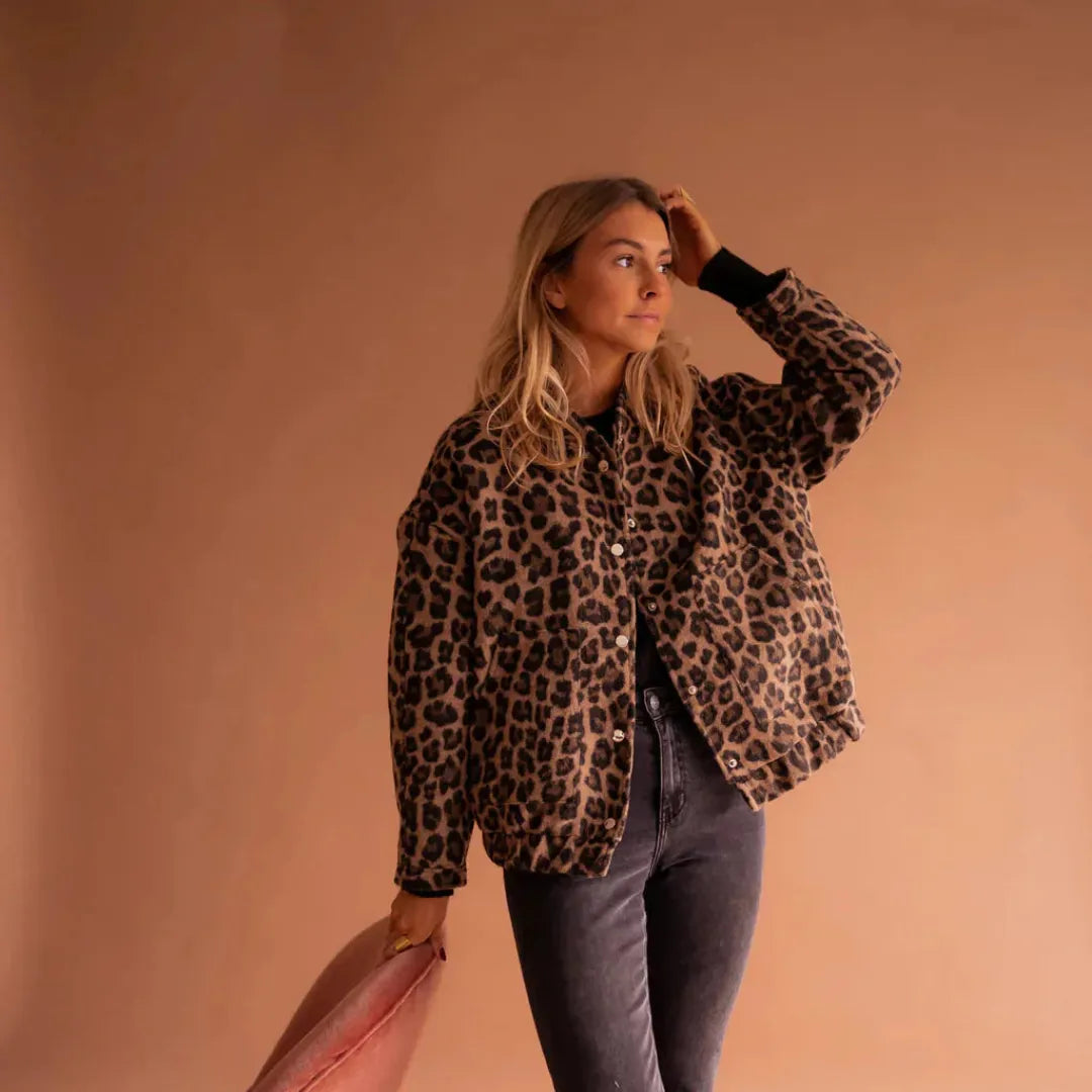 LS | Women’s Oversized Leopard Bomber Jacket