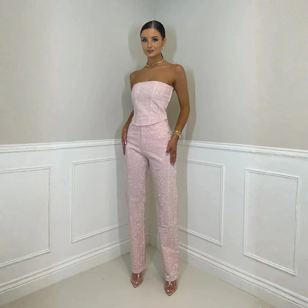 Women's Sparkly Tube and Pants Set