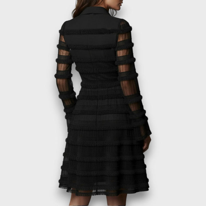Parisa |  Midi Dress with Sheer Fringes