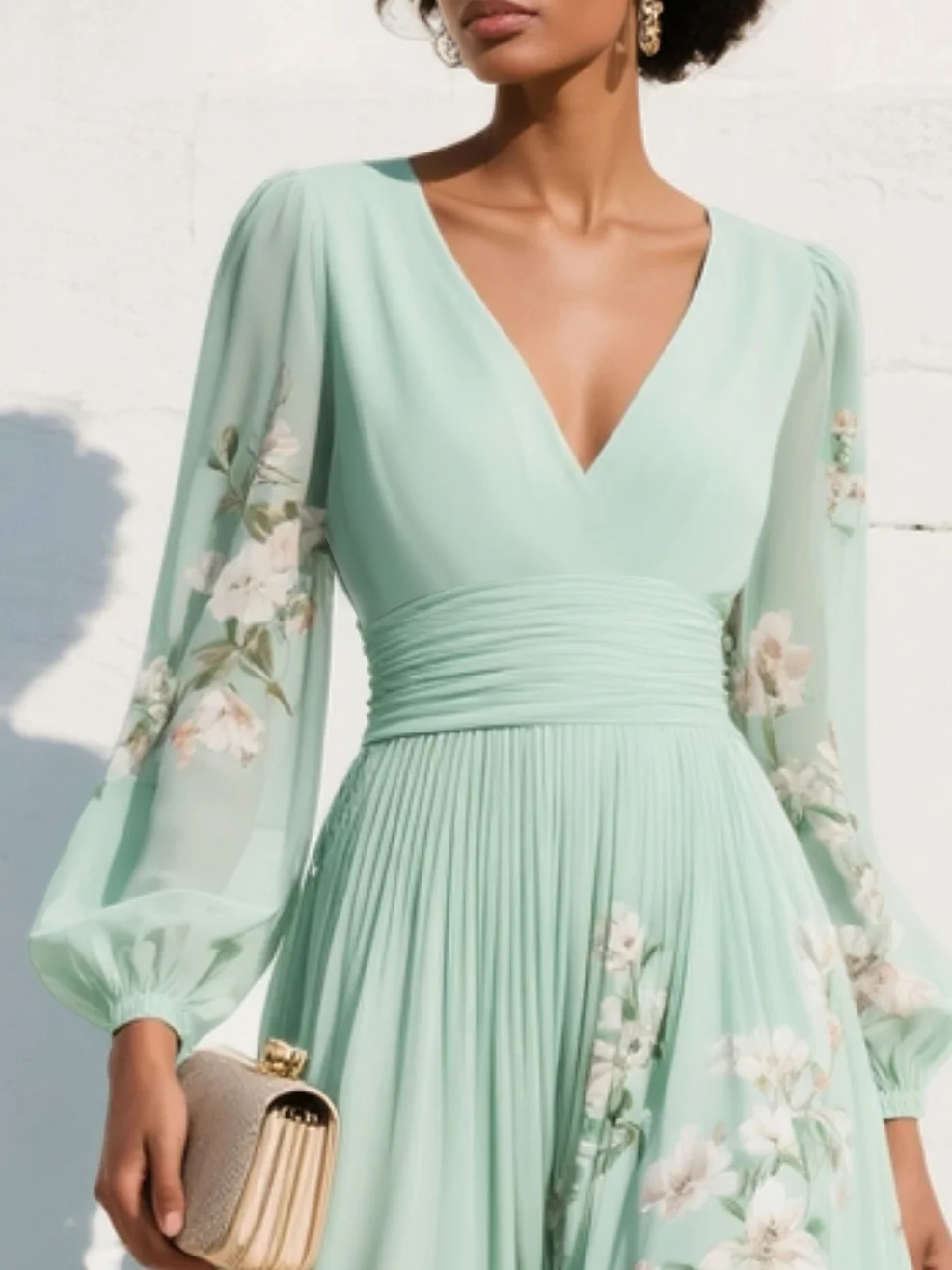 Sofia Bloom Pleated Midi Dress