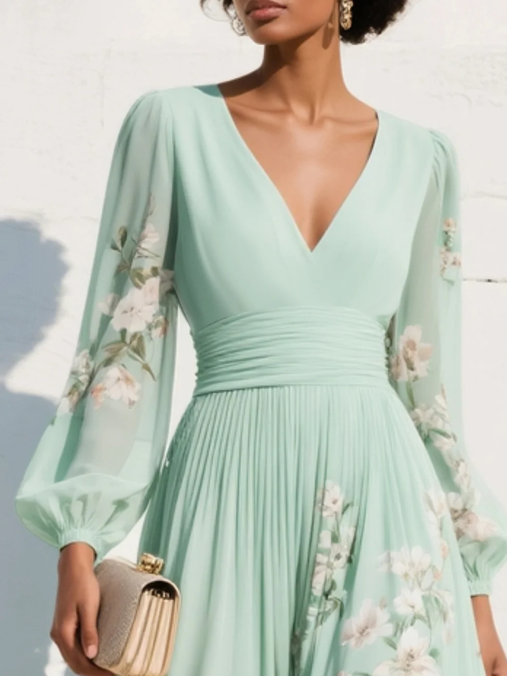 Sofia Bloom Pleated Midi Dress