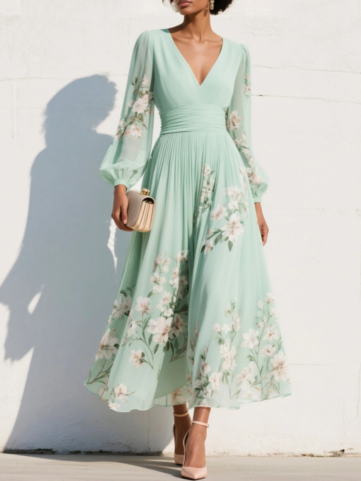 Sofia Bloom Pleated Midi Dress