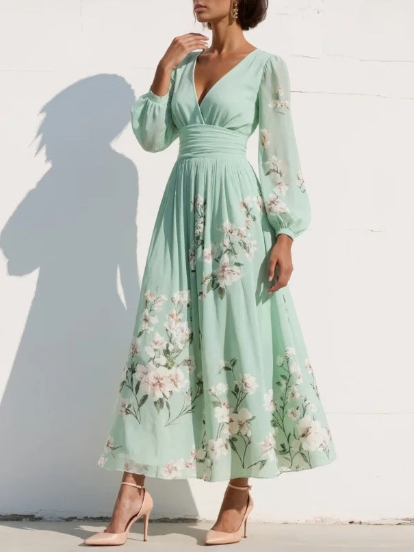 Sofia Bloom Pleated Midi Dress
