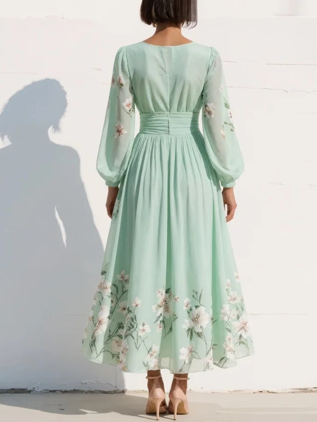 Sofia Bloom Pleated Midi Dress