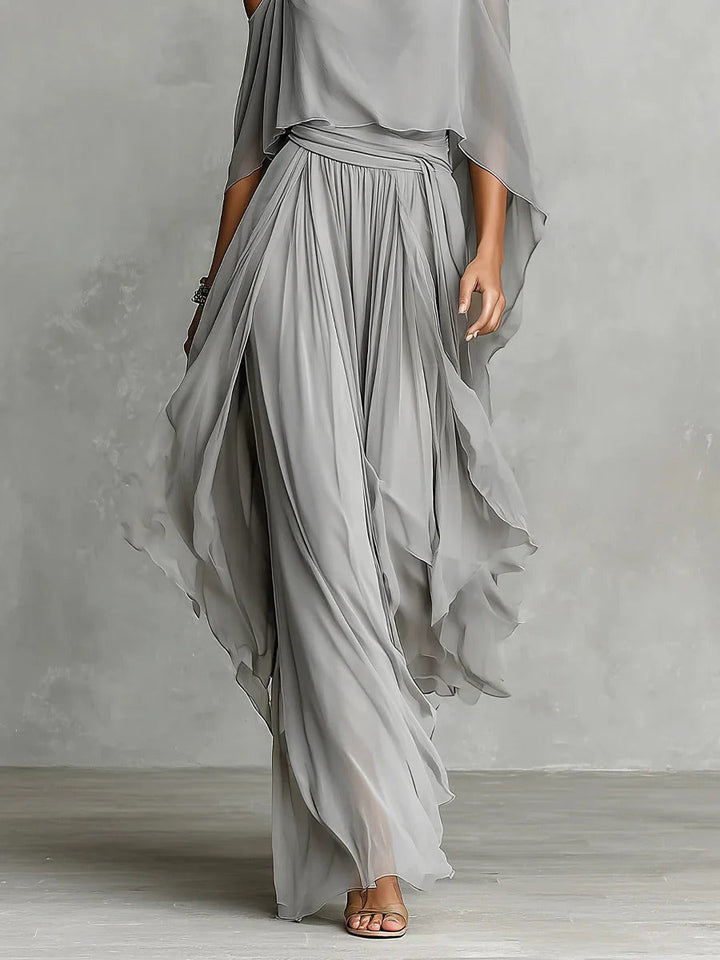 Isabella™ | A flowing grey outfit featuring a strappy top and lightweight trousers