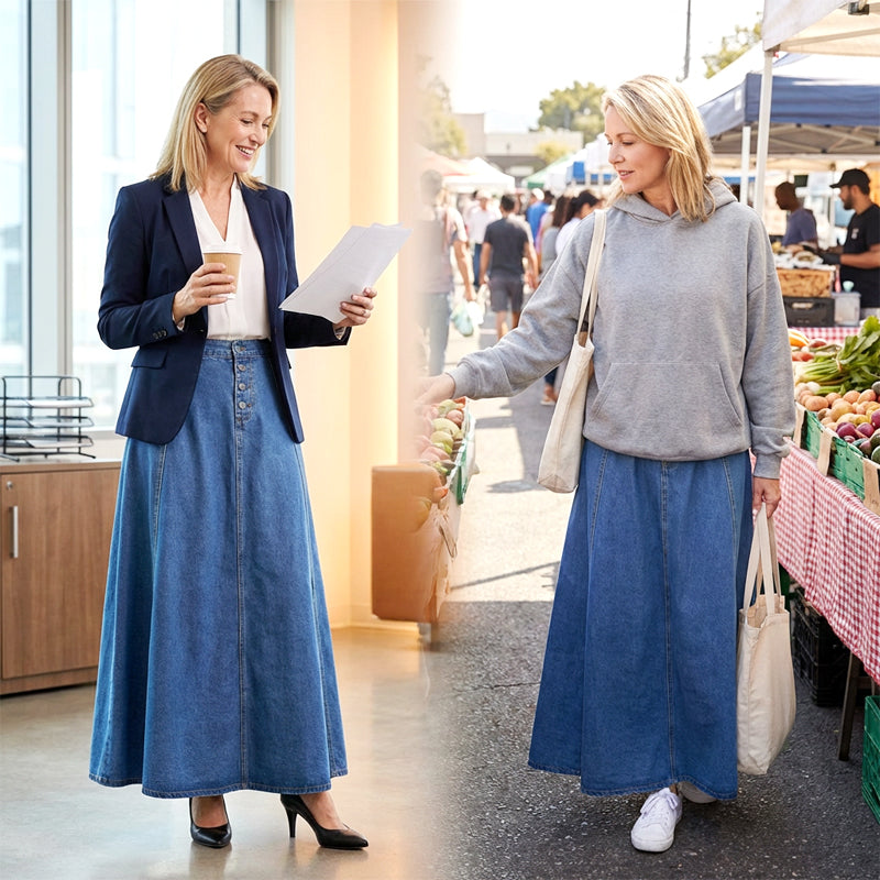 Claire | High-Waist Denim Maxi Skirt